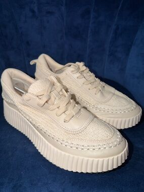 Dolce Vita Denae Women’s Cream Platform Sneakers - Casual Lace-Up Size 10